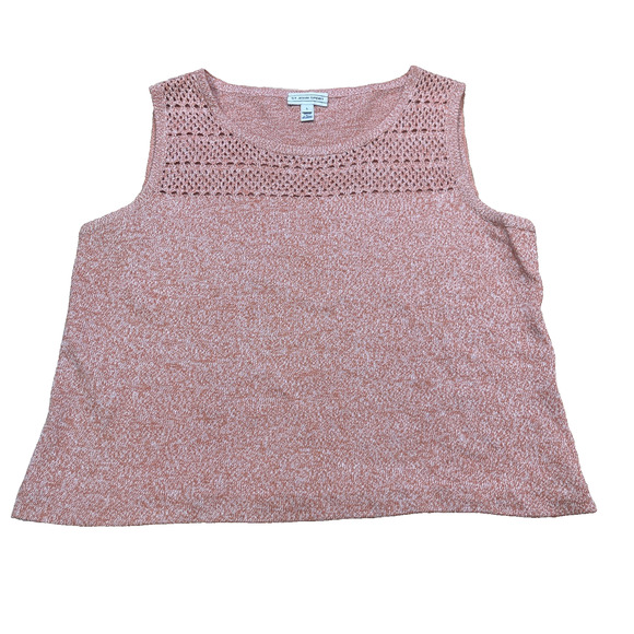 ST. JOHN SPORT Wool Blend Knit Shell Tank Top Orange Coral Size Large - Picture 1 of 10